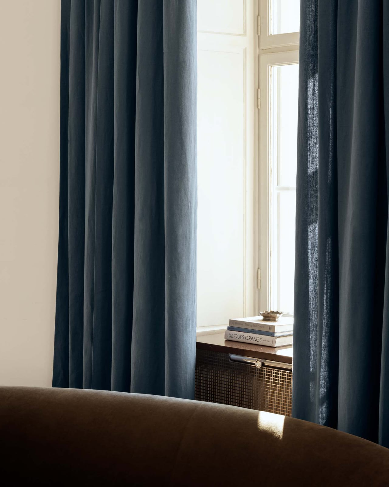 Nordic Knots, Lin Rideaux, The Studio Linen – Steel Blue