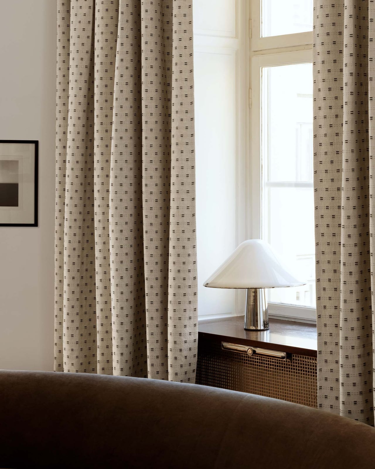 Nordic Knots, Cotton,Linen,Polyester,Viscose Curtains, The Cardigan – Sand/Black