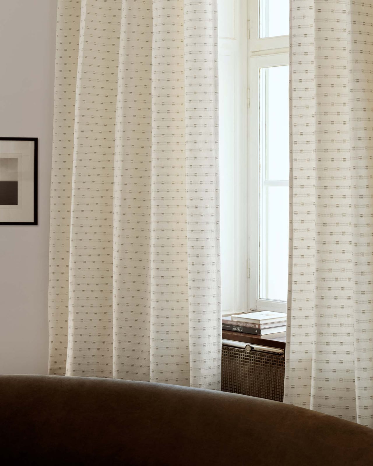 Nordic Knots, Cotton,Linen,Polyester,Viscose Curtains, The Cardigan – Dusty White/Black