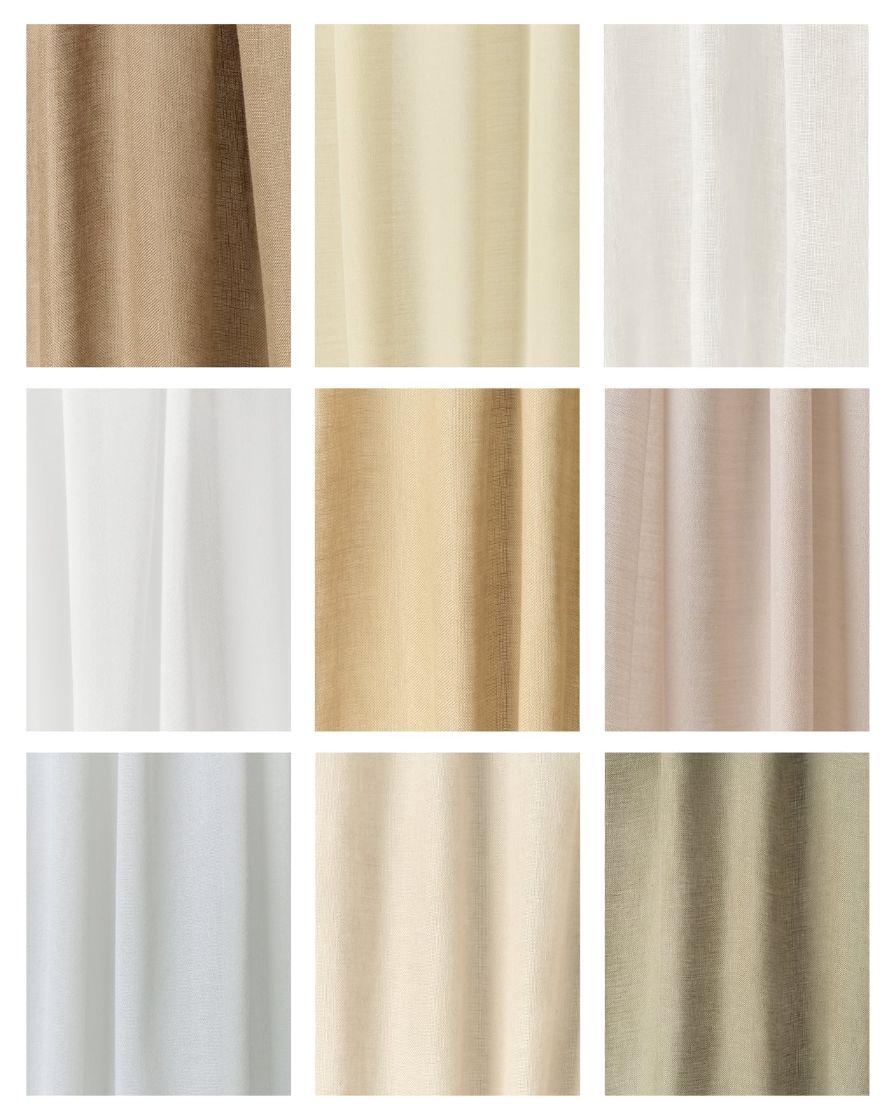 Nordic Knots, Lin,Polyester Coffret d’échantillons, The Sheer Curtains – Sample Bundle (10 pcs)