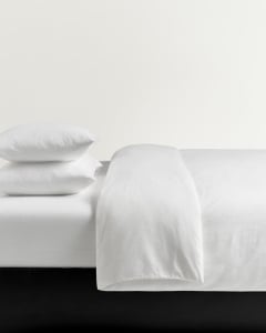Linen Blend Duvet Cover Set (3 pcs) – Crisp White