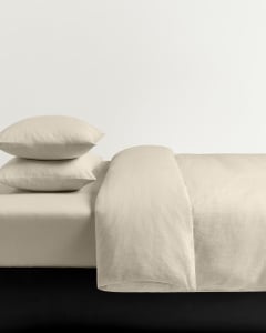 Linen Blend Duvet Cover Set (3 pcs) – Pale Sand