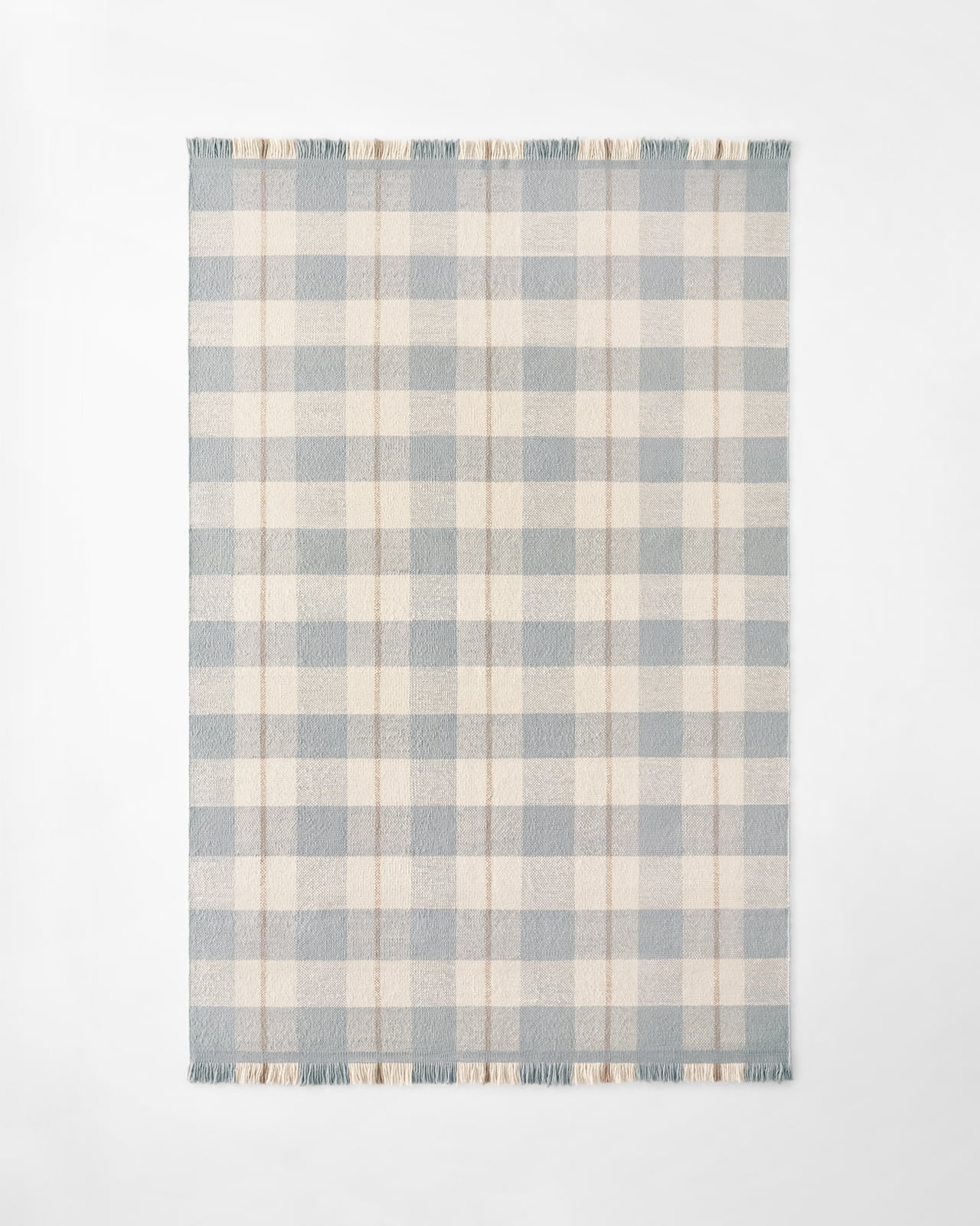 Nordic Knots, Wool Rugs, Plaid – Blue/Cream
