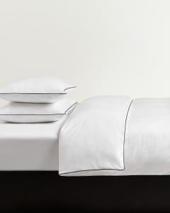 Percale Duvet Cover Set (3 pcs) – Crisp White/Black