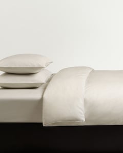 Percale Duvet Cover Set (3 pcs) – Sand/White