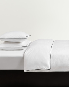 Percale Duvet Cover Set (3 pcs) – Crisp White/Black